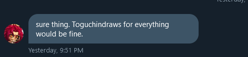 Second DM with Toguchidraws.